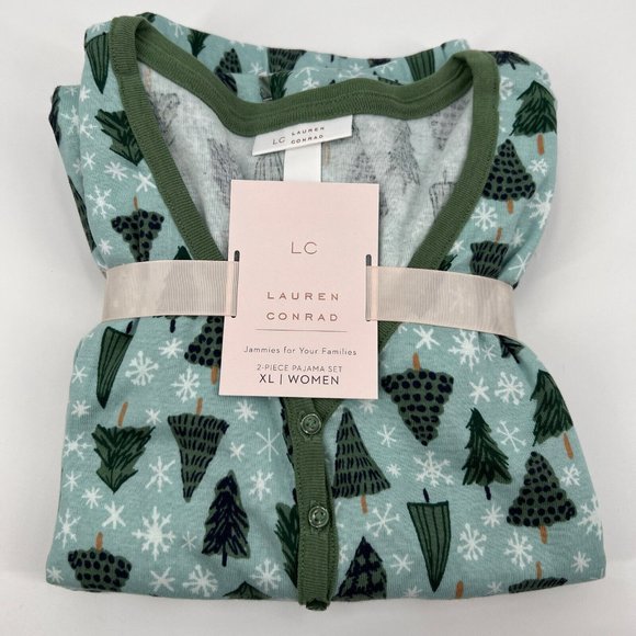 LC Lauren Conrad Women’s Christmas Pajamas Set Warmest Wishes Henley/Pants XL - Picture 5 of 7